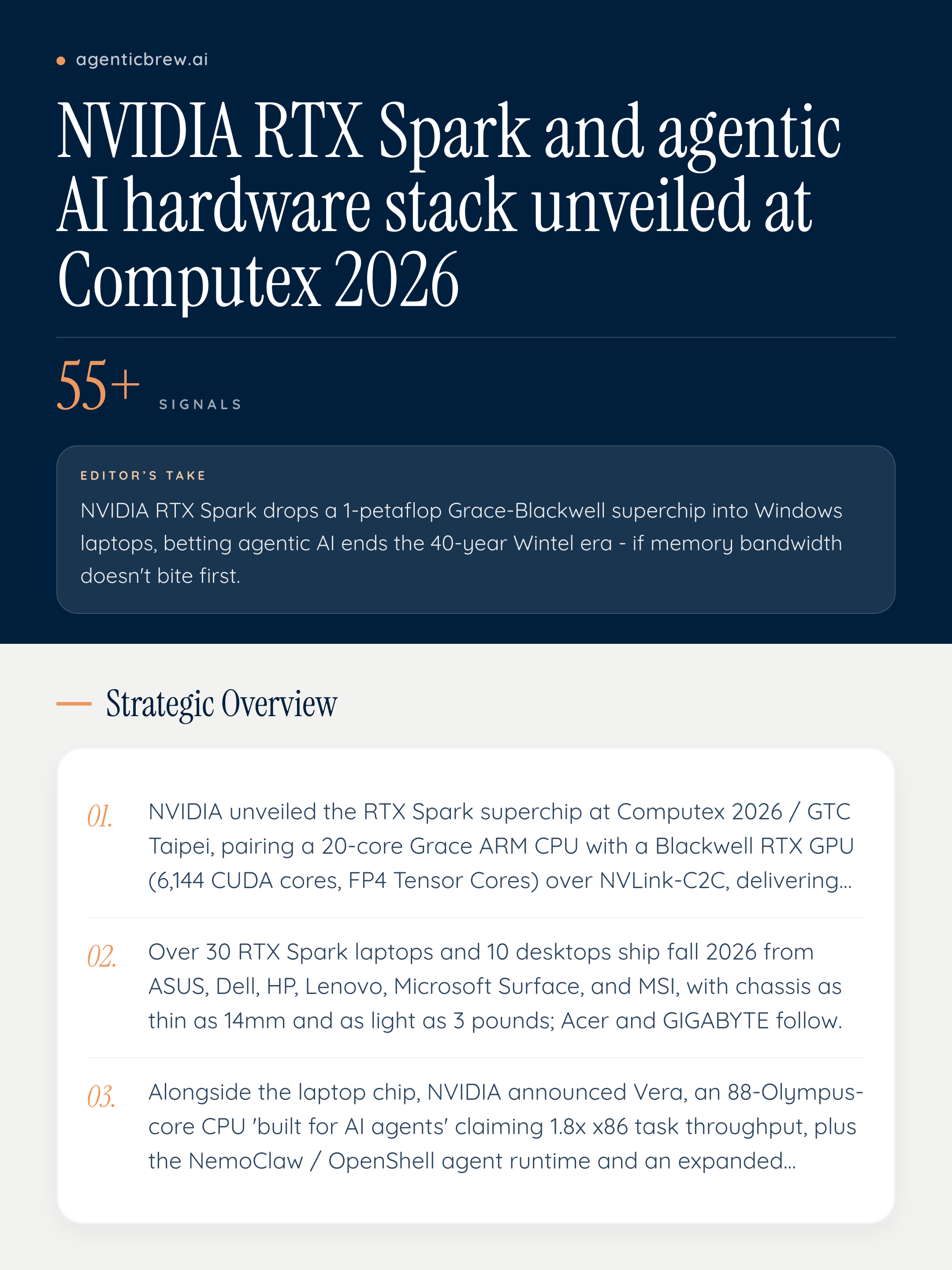 NVIDIA RTX Spark and agentic AI hardware stack unveiled at Computex ...