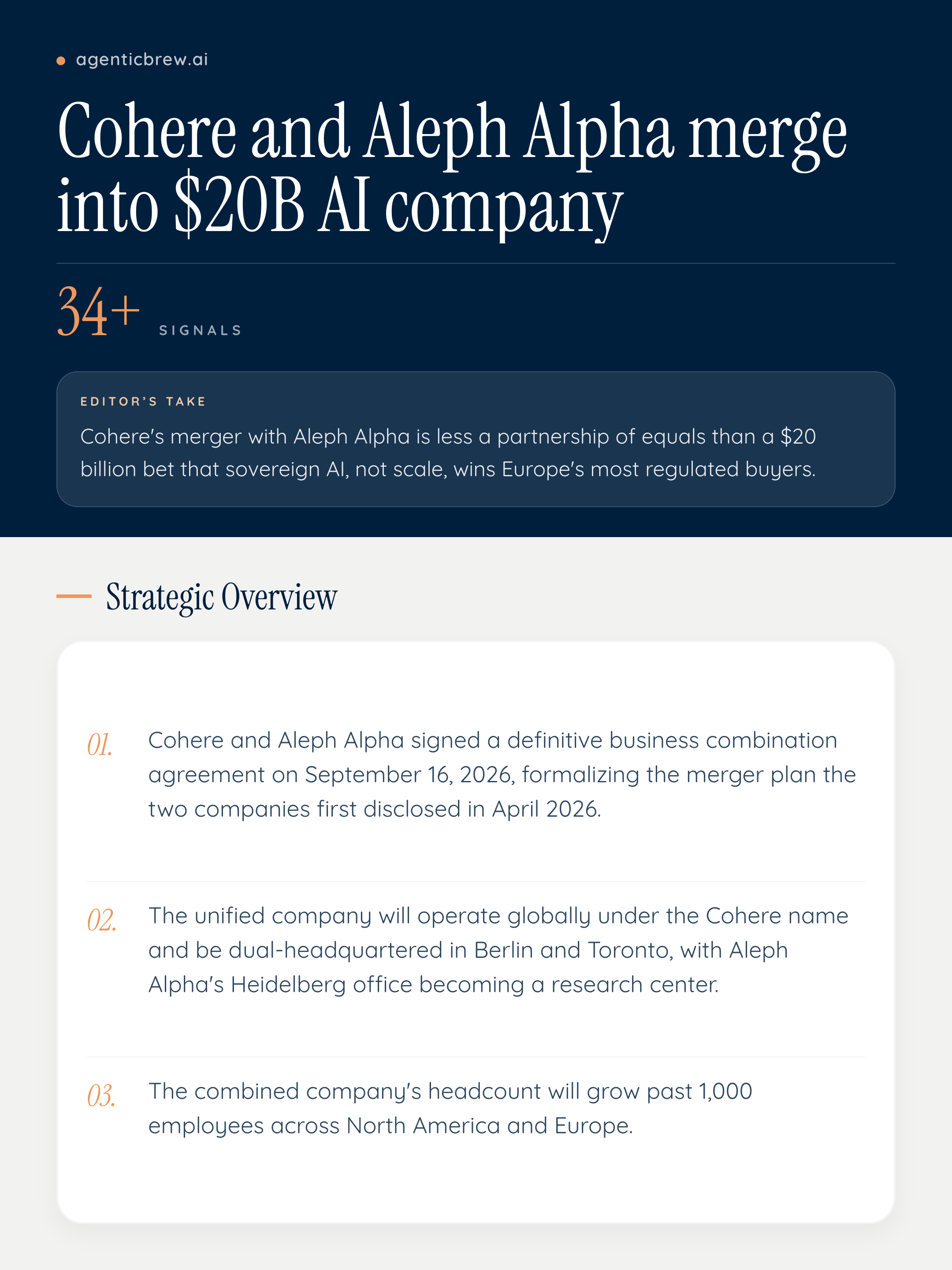 Cohere and Aleph Alpha merge into $20B AI company — AI News | Agentic Brew
