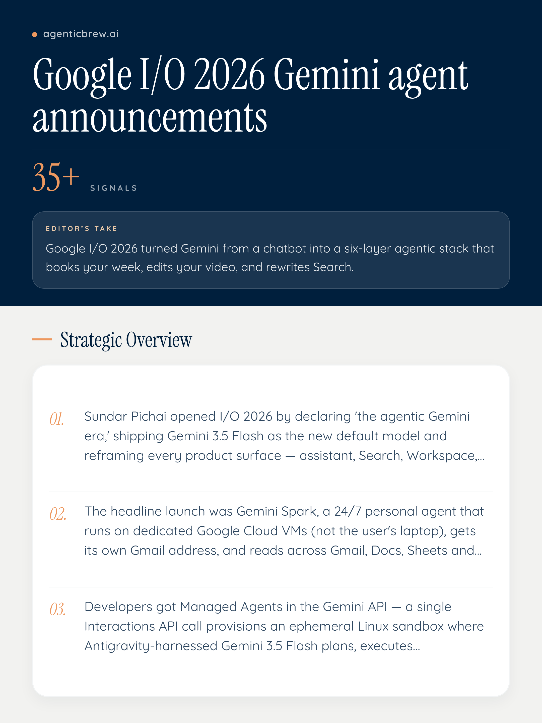 Google I/O 2026 Gemini agent announcements — AI News | Agentic Brew