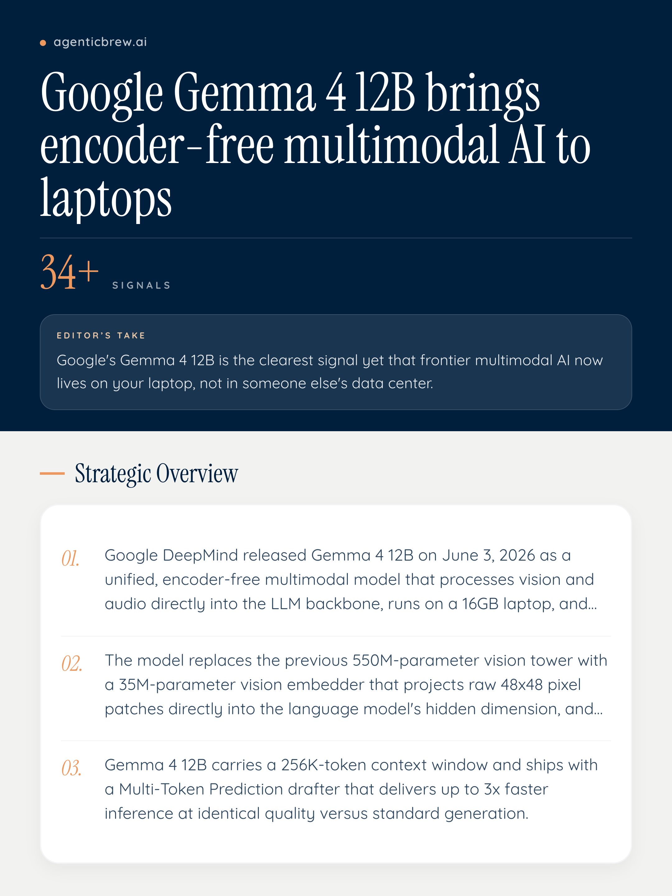 Google Gemma 4 12B brings encoder-free multimodal AI to laptops — AI ...