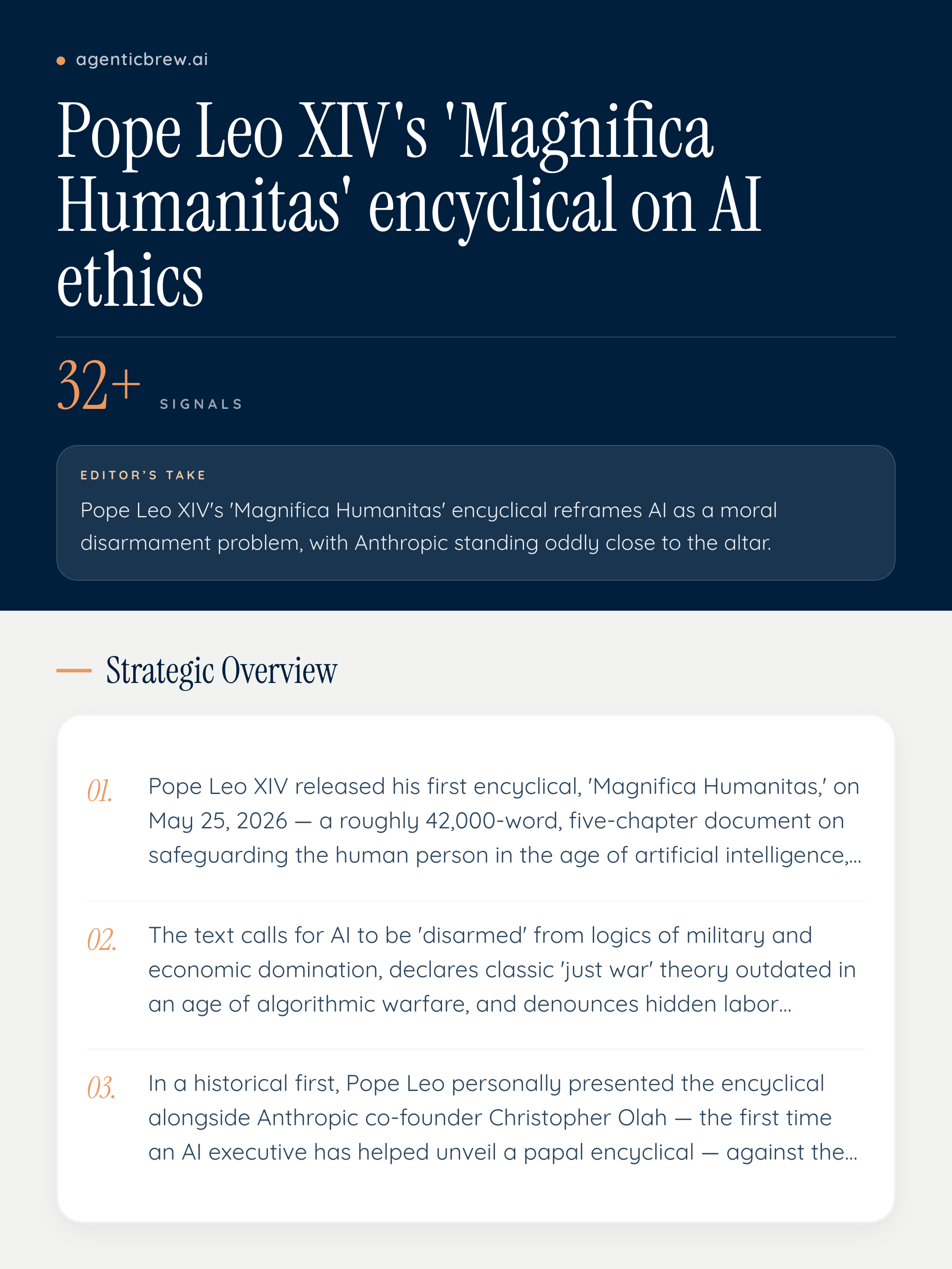 Pope Leo XIV's 'Magnifica Humanitas' encyclical on AI ethics — AI News ...