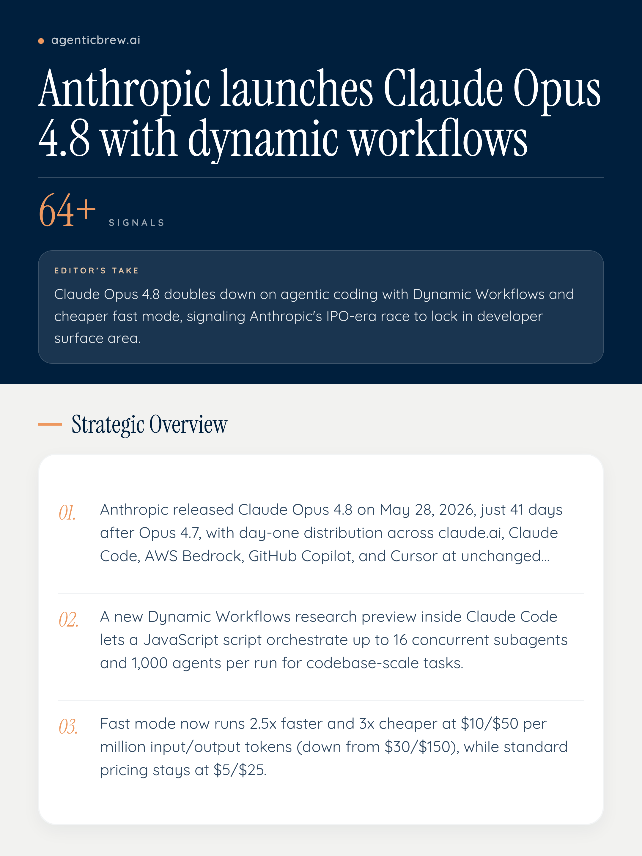 Anthropic launches Claude Opus 4.8 with dynamic workflows — AI News ...